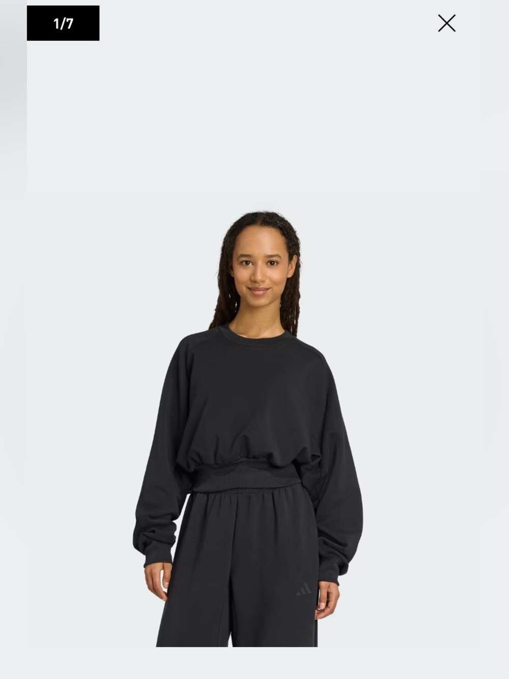 adidas Black Cropped Crewneck Sweatshirt